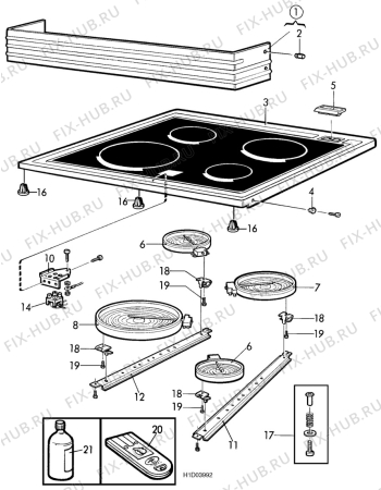 Взрыв-схема посудомоечной машины Electrolux EK7160 - Схема узла H10 Hob