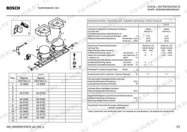 Взрыв-схема холодильника Bosch KGP33330 - Схема узла 03