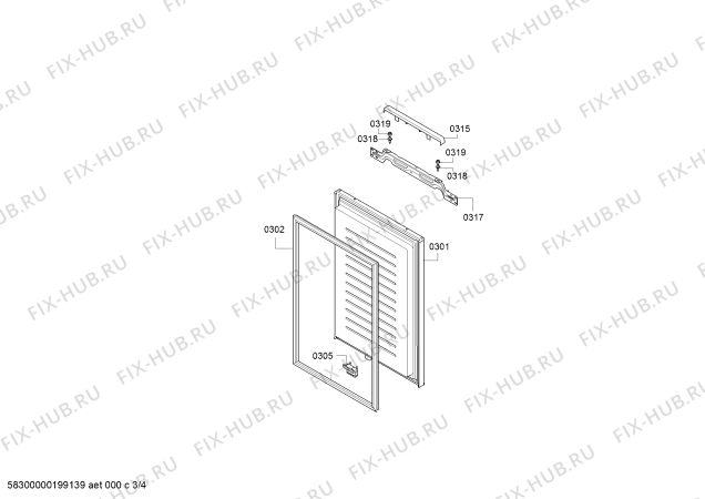 Схема №4 3GI1047S с изображением Панель для холодильной камеры Bosch 11019770