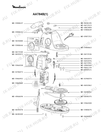 Взрыв-схема кухонного комбайна Moulinex AAT84B(1) - Схема узла GP000314.8P2