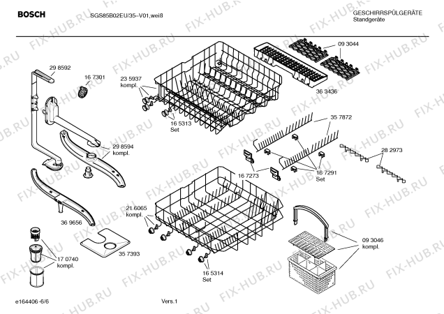 Схема №4 SGS85B02EU Exclusiv с изображением Инструкция по эксплуатации для посудомоечной машины Bosch 00589275