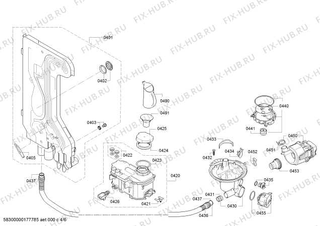 Взрыв-схема посудомоечной машины Siemens SN65L080EU - Схема узла 04