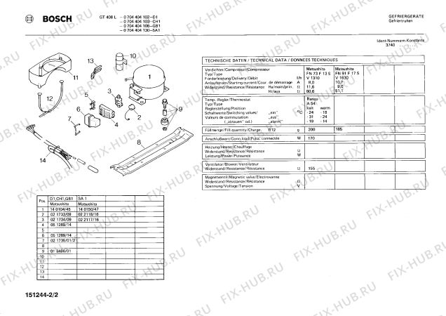 Схема №2 0704194059 GT2182 с изображением Привод для холодильника Bosch 00022387