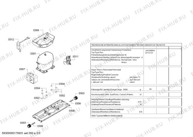 Взрыв-схема холодильника Bosch KGE36AL32G Bosch - Схема узла 03