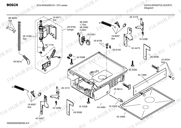 Схема №4 SGU40A02SK с изображением Инструкция по эксплуатации для электропосудомоечной машины Bosch 00587247