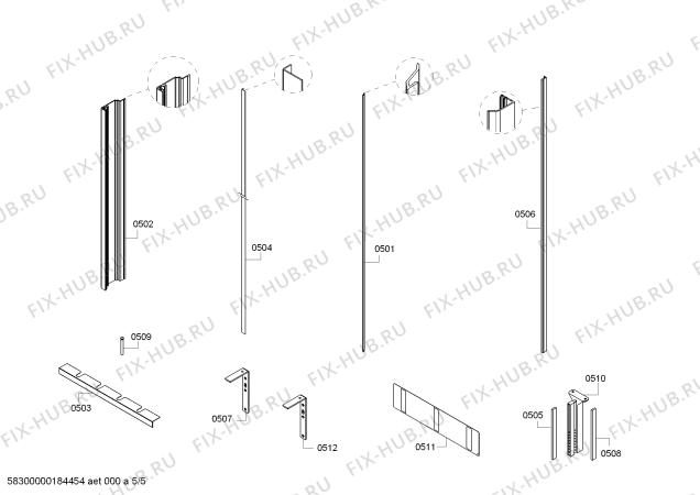Схема №4 RF463202 с изображением Панель для холодильной камеры Bosch 00744313