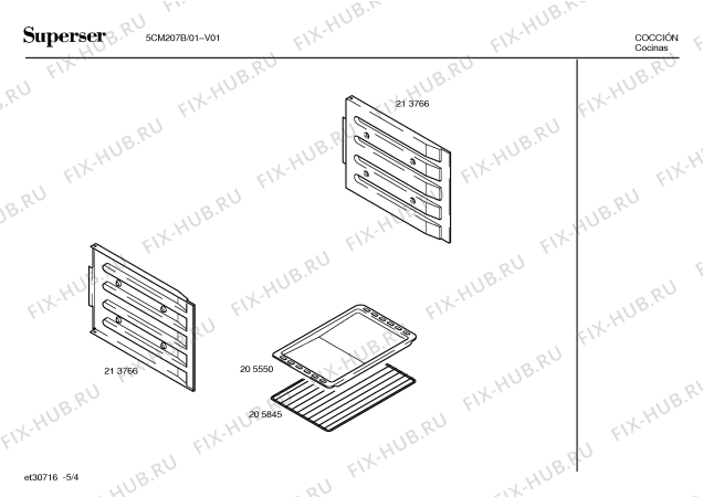 Взрыв-схема плиты (духовки) Superser 5CM207B - Схема узла 04
