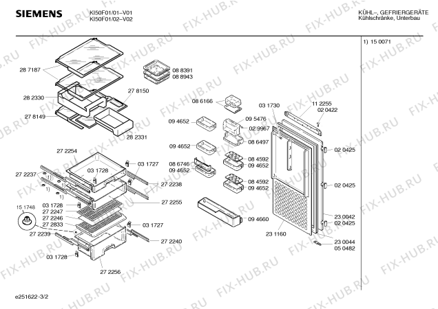 Взрыв-схема холодильника Siemens KI50F01 - Схема узла 02