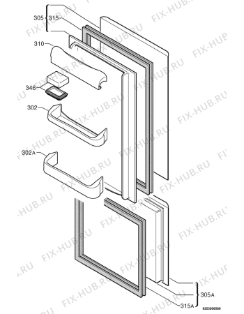 Взрыв-схема холодильника Privileg 285406_7925 - Схема узла Door 003