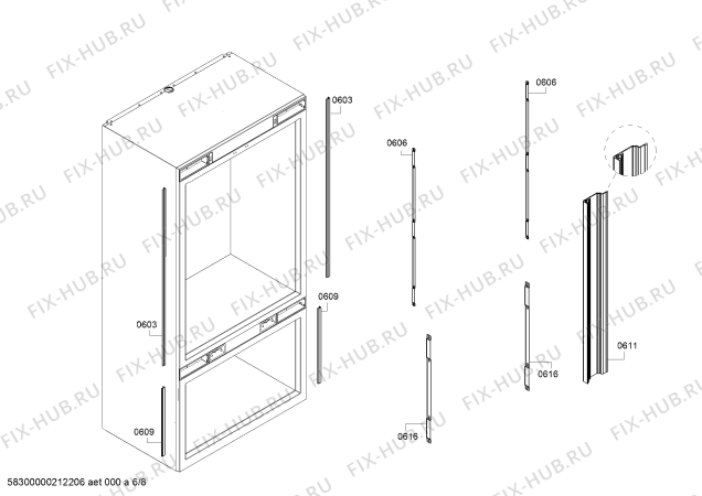 Схема №6 B30BB930SS Bosch с изображением Монтажный набор для холодильника Bosch 11028997