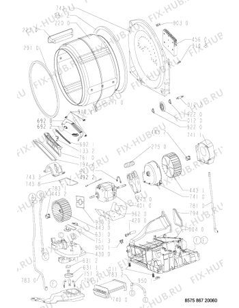 Взрыв-схема сушильной машины Whirlpool ASTRO C - Схема узла