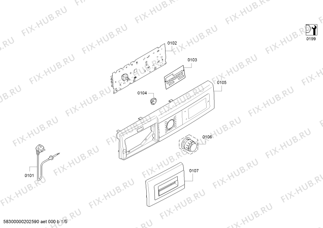 Схема №4 WAT20437IT с изображением Панель управления для стиралки Bosch 11025578