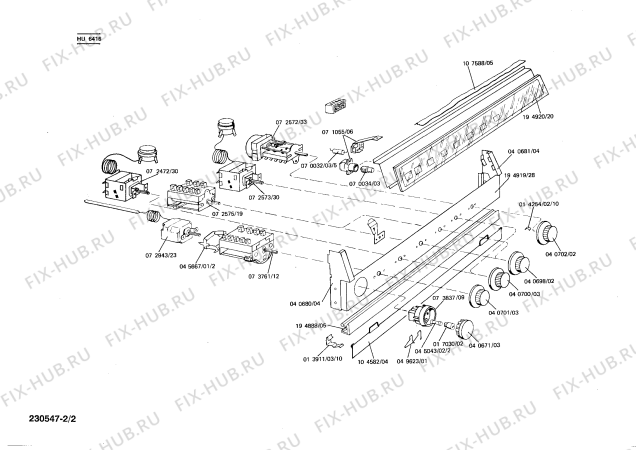 Взрыв-схема плиты (духовки) Siemens HU6416 - Схема узла 02