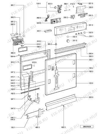 Схема №2 ADG 698 WH с изображением Обшивка для электропосудомоечной машины Whirlpool 481245373499