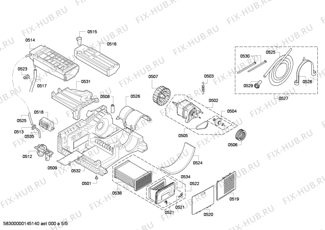 Взрыв-схема сушильной машины Siemens WT44E302TR - Схема узла 05