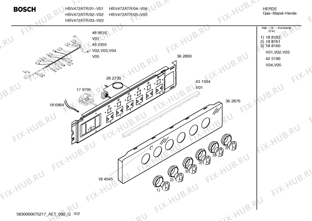 Схема №1 HM23025TR Siemens с изображением Столешница для плиты (духовки) Bosch 00239506