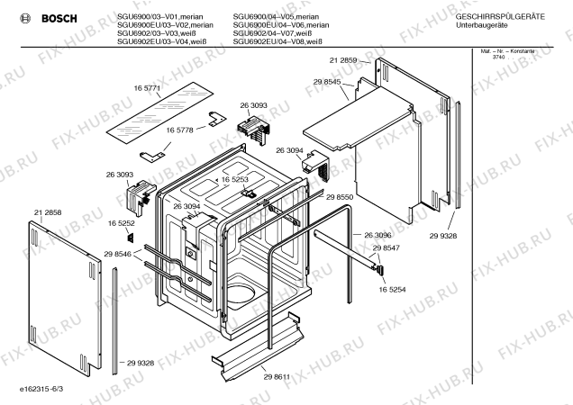 Взрыв-схема посудомоечной машины Bosch SGU6900EU - Схема узла 03