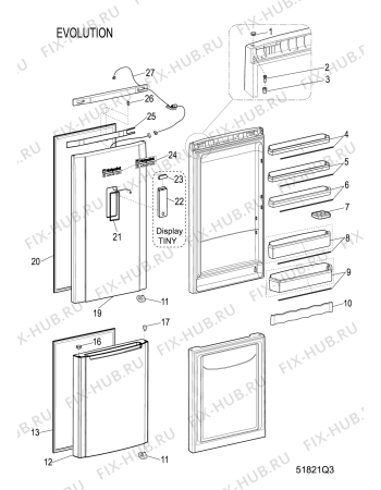 Схема №3 FUFY2013P (F078891) с изображением Дверца для холодильника Indesit C00294216