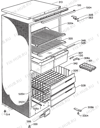 Взрыв-схема холодильника Zanussi DF50/16-A - Схема узла Cooling system 017