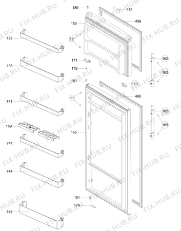 Взрыв-схема холодильника Electrolux EJF4350AOW - Схема узла Door 003