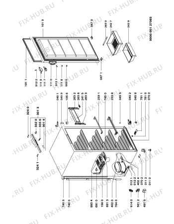 Схема №1 AFG 355/H/BR с изображением Часть корпуса для холодильника Whirlpool 481244228095