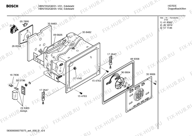 Схема №5 HBN7052GB с изображением Ручка управления духовкой для плиты (духовки) Bosch 00421614