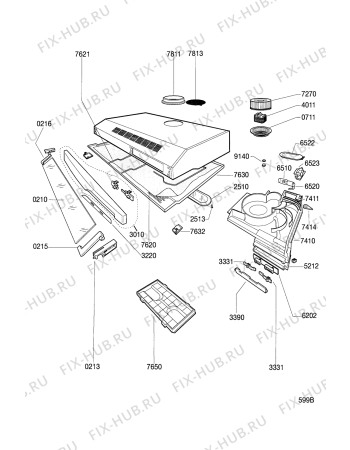 Схема №1 HOO901W HOO 901 W 500 192 95 с изображением Панель для электровытяжки Whirlpool 481245319483