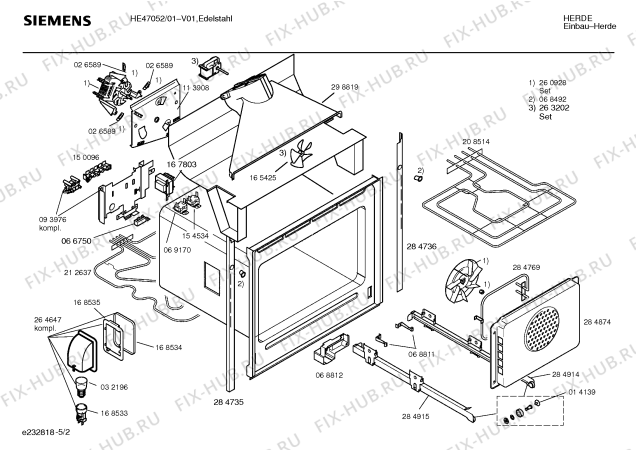 Взрыв-схема плиты (духовки) Siemens HE47052 - Схема узла 02