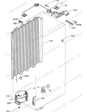 Взрыв-схема холодильника Zanussi ZVC67 - Схема узла Cooling system 017