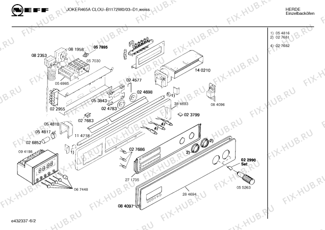 Схема №3 B1172W0 JOKER 465 A CLOU с изображением Панель для плиты (духовки) Bosch 00284694