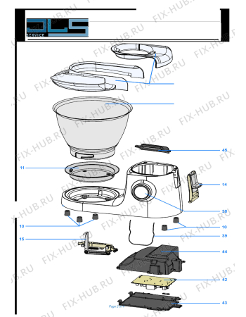 Взрыв-схема кухонного комбайна KENWOOD KVC5001G KITCHEN MACHINE - CHEF - Схема узла 2