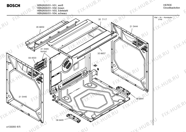Взрыв-схема плиты (духовки) Bosch HBN2620 - Схема узла 05
