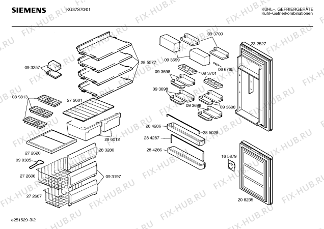 Схема №3 KG37S71 с изображением Спусковое устройство для холодильника Siemens 00286873
