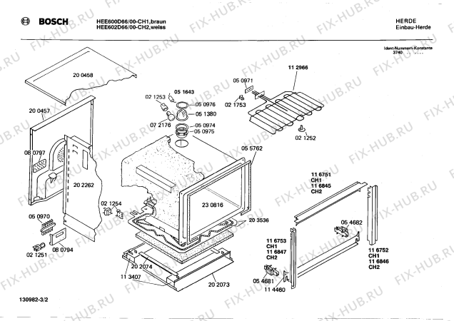 Взрыв-схема плиты (духовки) Bosch HEE600D66 - Схема узла 02