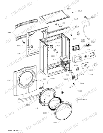 Схема №2 AWSE 7012 с изображением Обшивка для стиралки Whirlpool 482000003626