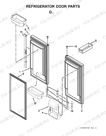 Схема №6 KRFC 9016 с изображением Запчасть для холодильника Whirlpool 482000014834