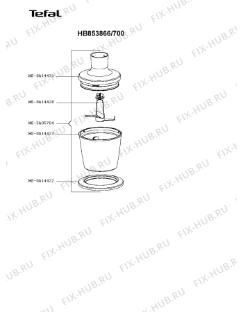 Взрыв-схема блендера (миксера) Tefal HB853866/700 - Схема узла KP004617.2P2