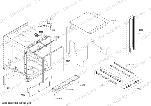 Взрыв-схема посудомоечной машины Bosch SHX863WD5N SilencePlus 44 dBA - Схема узла 03