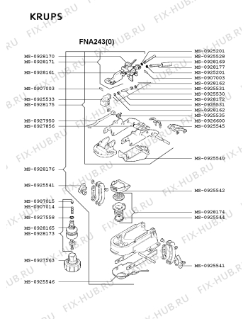 Взрыв-схема кофеварки (кофемашины) Krups FNA243(0) - Схема узла XP002602.5P2