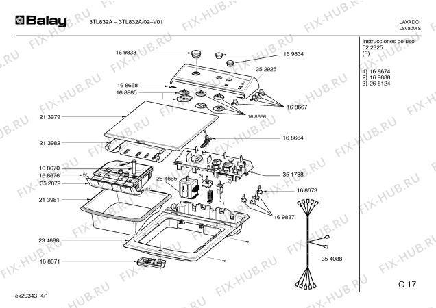 Схема №2 3TL832A с изображением Панель управления для стиралки Bosch 00352925
