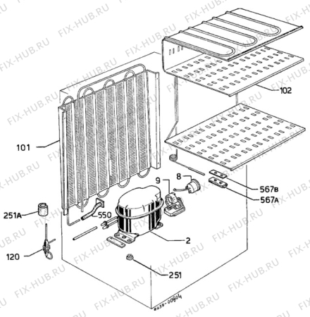 Взрыв-схема холодильника Electrolux FG124-4 - Схема узла C10 Cold, users manual