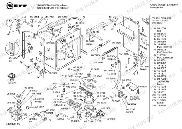 Схема №3 S4242S0RK с изображением Панель для электропосудомоечной машины Bosch 00290678