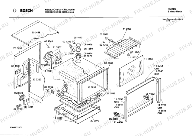Взрыв-схема плиты (духовки) Bosch HEE620C66 - Схема узла 02