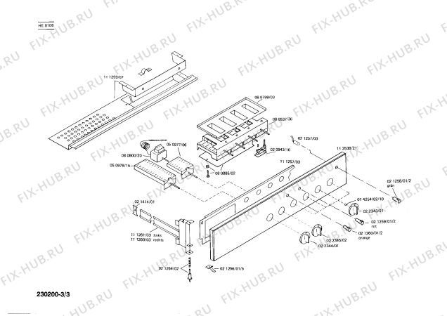 Взрыв-схема плиты (духовки) Siemens HE8106 - Схема узла 03
