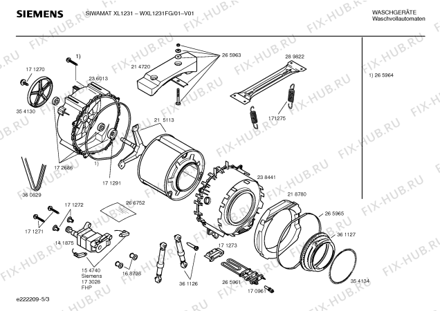 Взрыв-схема стиральной машины Siemens WXL1231FG SIWAMAT XL 1231 - Схема узла 03