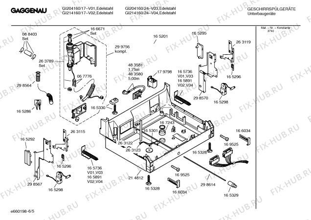 Взрыв-схема посудомоечной машины Gaggenau GI214160 - Схема узла 05