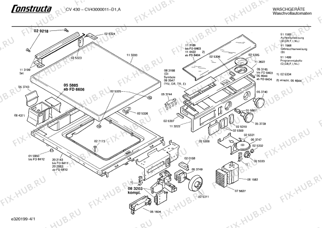 Схема №3 CV43000011 CV430 с изображением Панель для стиральной машины Bosch 00113622