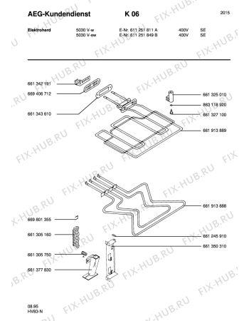 Взрыв-схема плиты (духовки) Aeg 5030V-W S 400V - Схема узла Section4