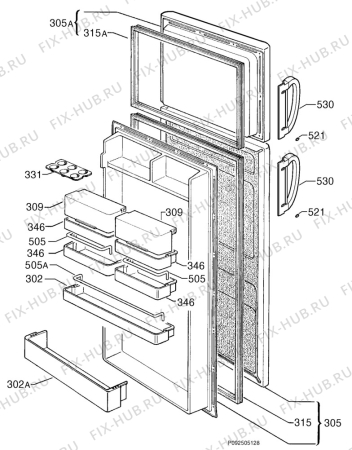 Взрыв-схема холодильника Aeg OEKO S.2180BLAC - Схема узла Door 003