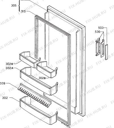 Взрыв-схема холодильника Electrolux RF851G - Схема узла Door 003